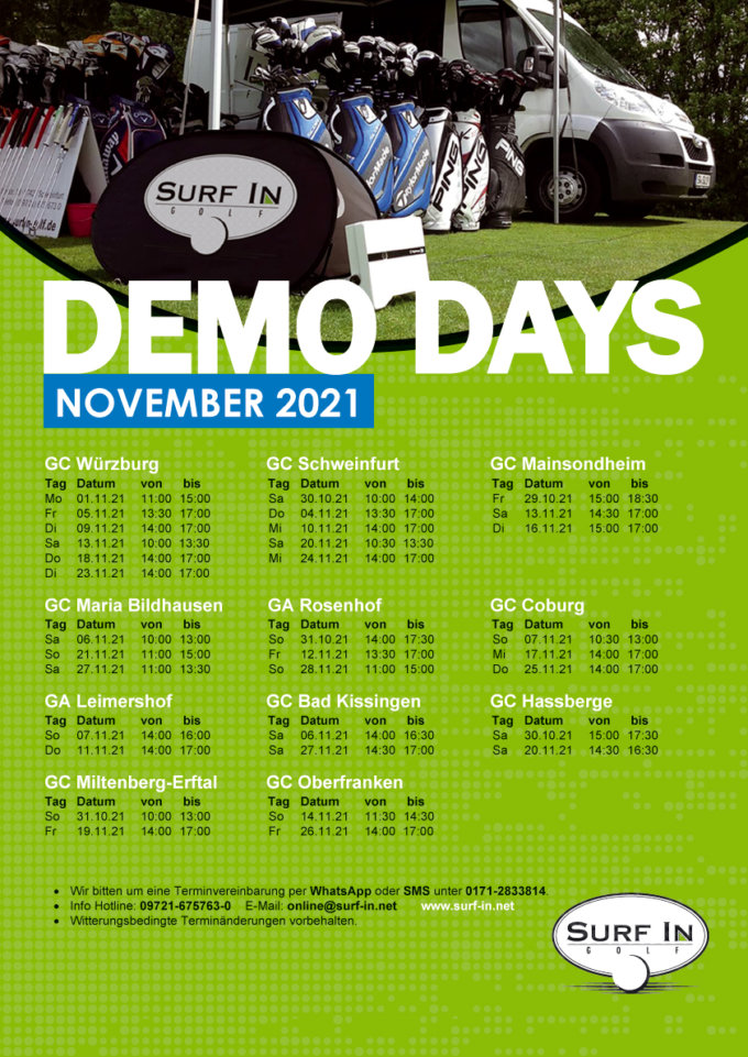 DEMODAY – Surf In Oktober und November 2021