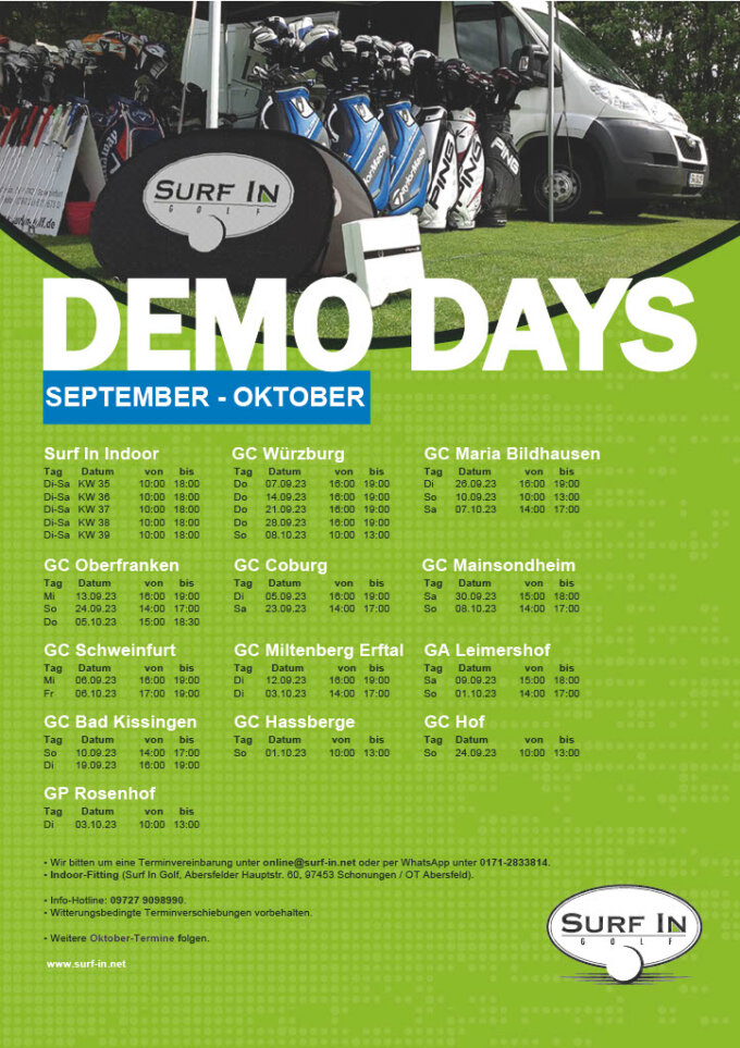 Demo Days und Equipmentshow